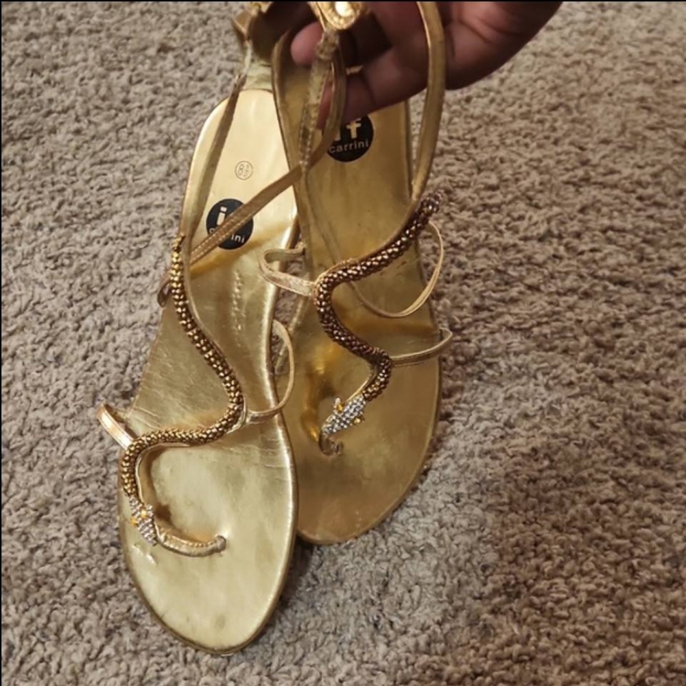 Gold Serpent Sandals, Size 8.5